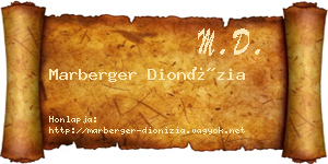 Marberger Dionízia névjegykártya